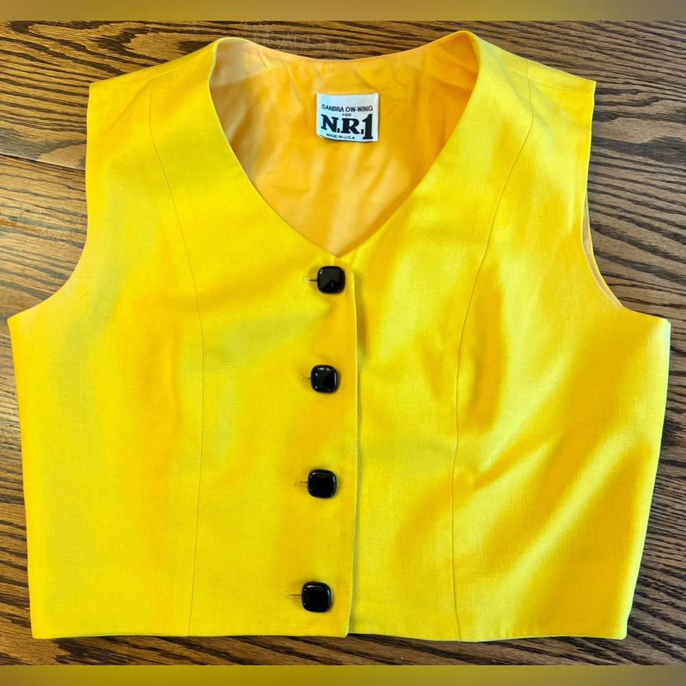 Vintage Sandra Ow-Wing For N.R.1 Waistcoat / Vest Bright Yellow Women’s Size? S